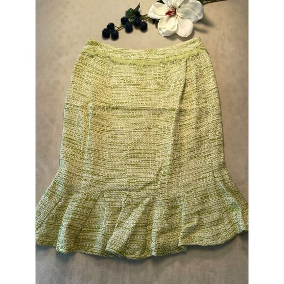 Vtg Alberto Makali Tweed Mermaid Pencil Skirt Ruffle Hem 2 Classic Y2K - Picture 2 of 11